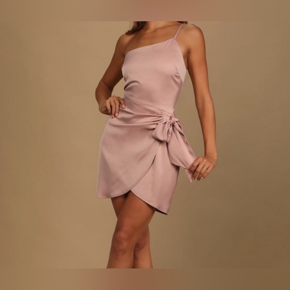 NWT lulus mini satin one shoulder dress - Picture 3 of 4
